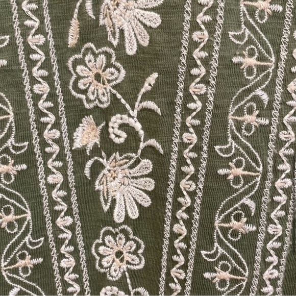 Lane Bryant Womens Embroidered Shirt 26/28 Green Jersey Knit Ladies - Picture 5 of 11